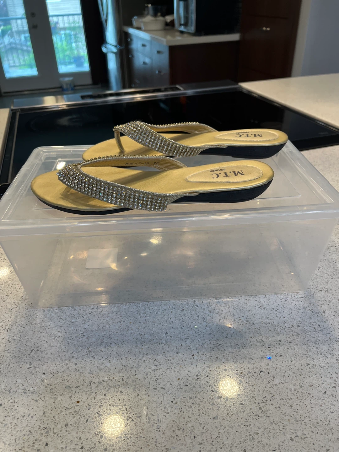 Gold Embellished Flip Flops