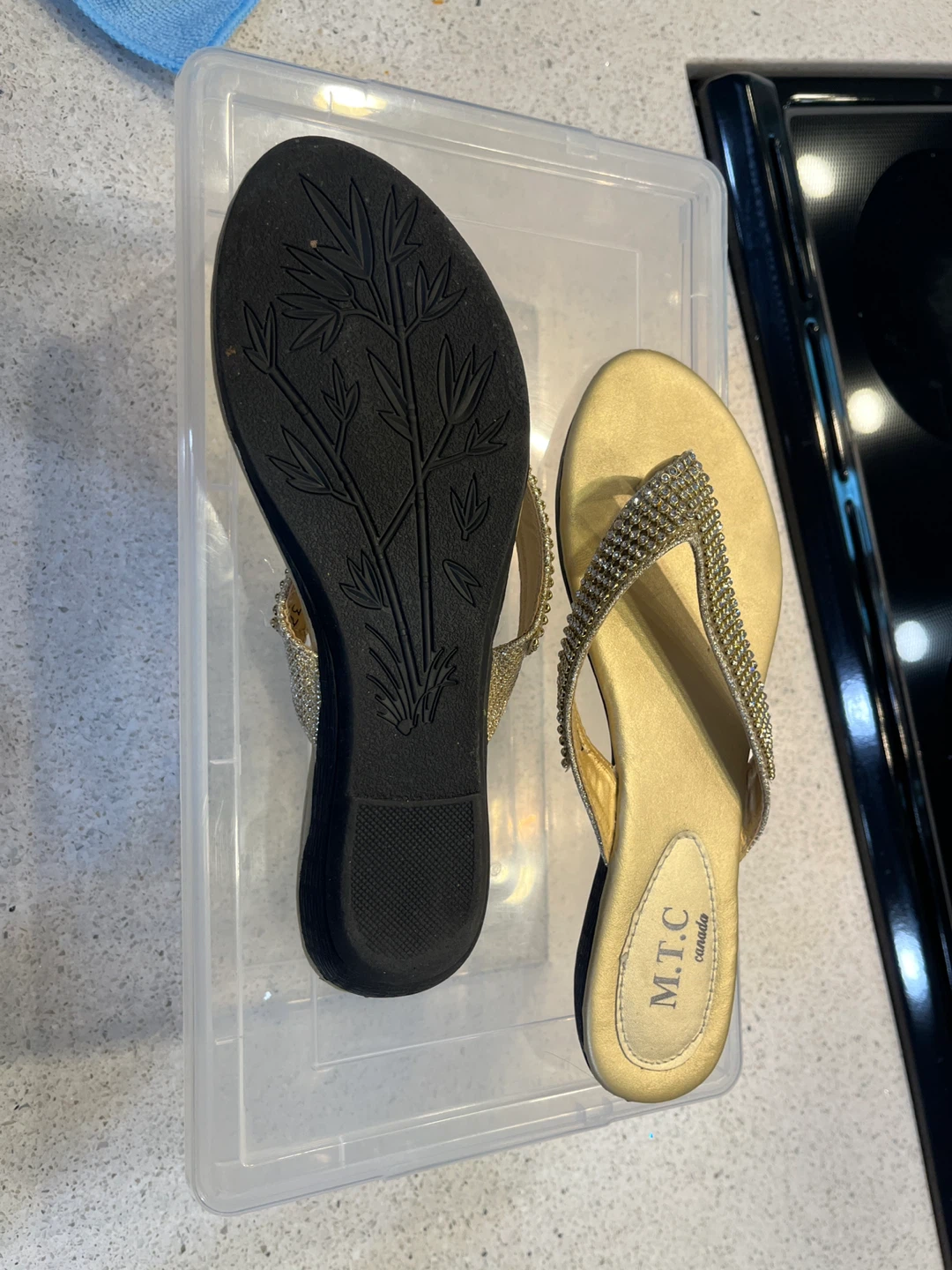 Gold Embellished Flip Flops - photo 3