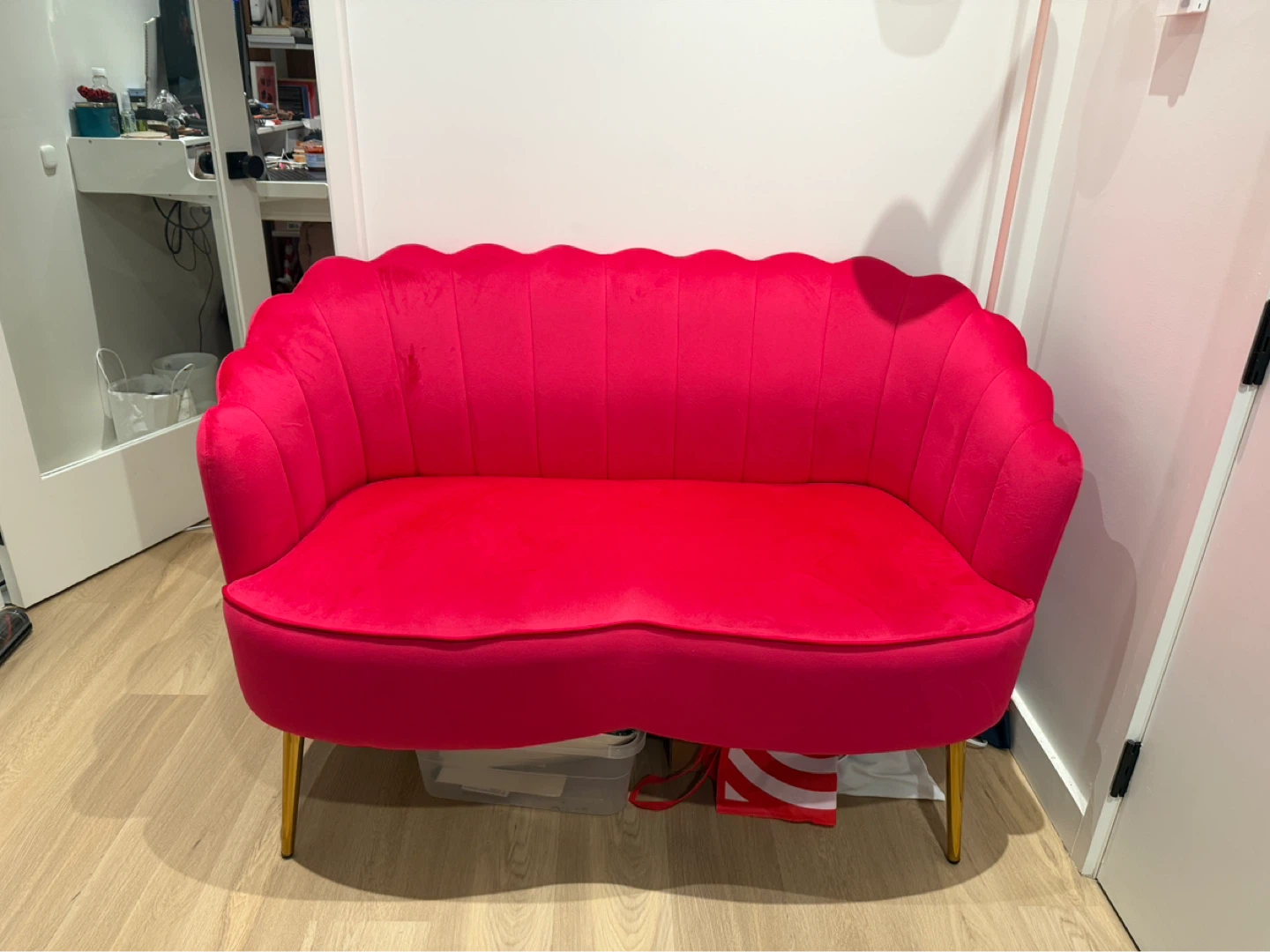 Pink Loveseat Sofa Couch - photo 2
