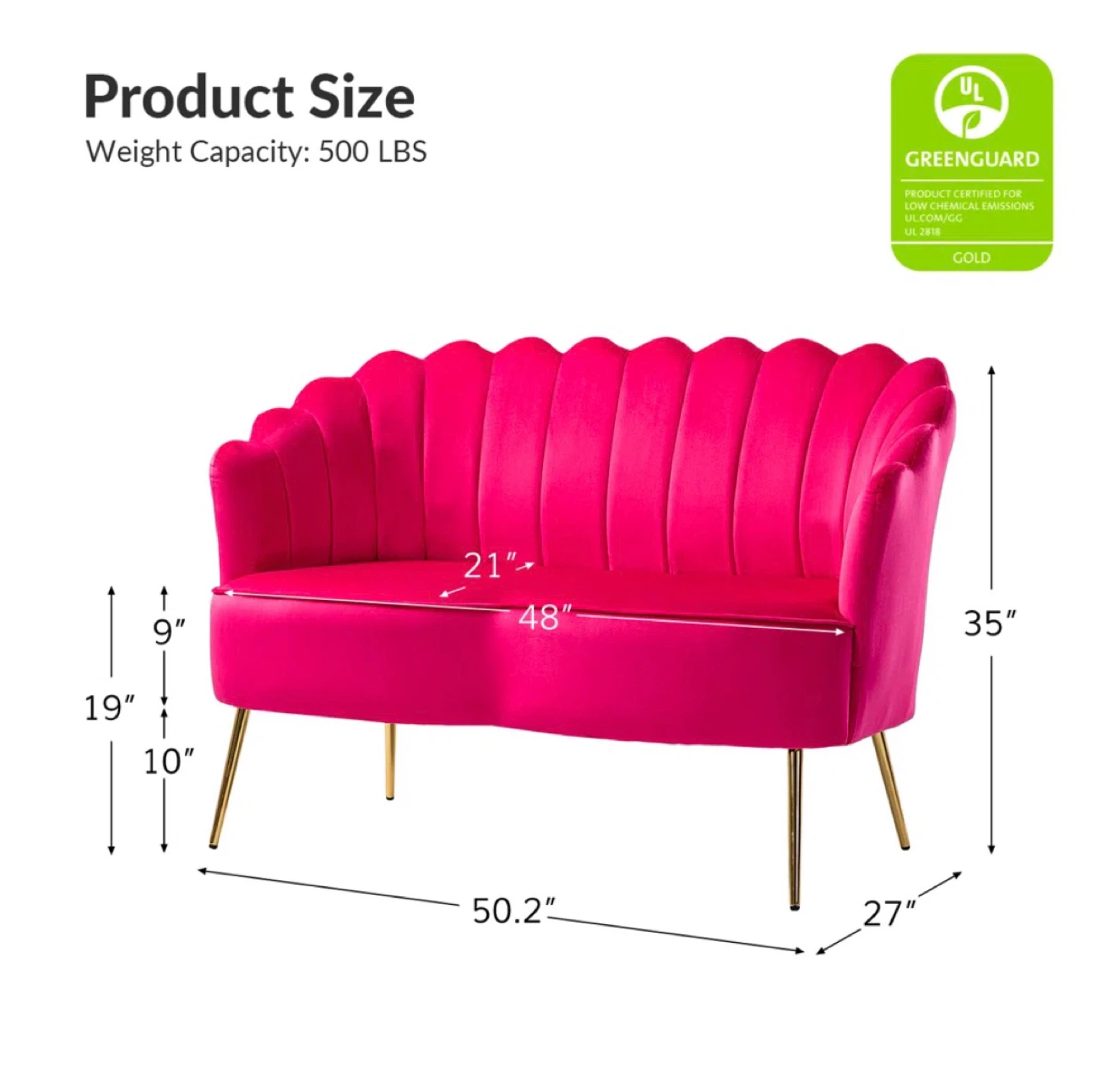 Pink Loveseat Sofa Couch - photo 3