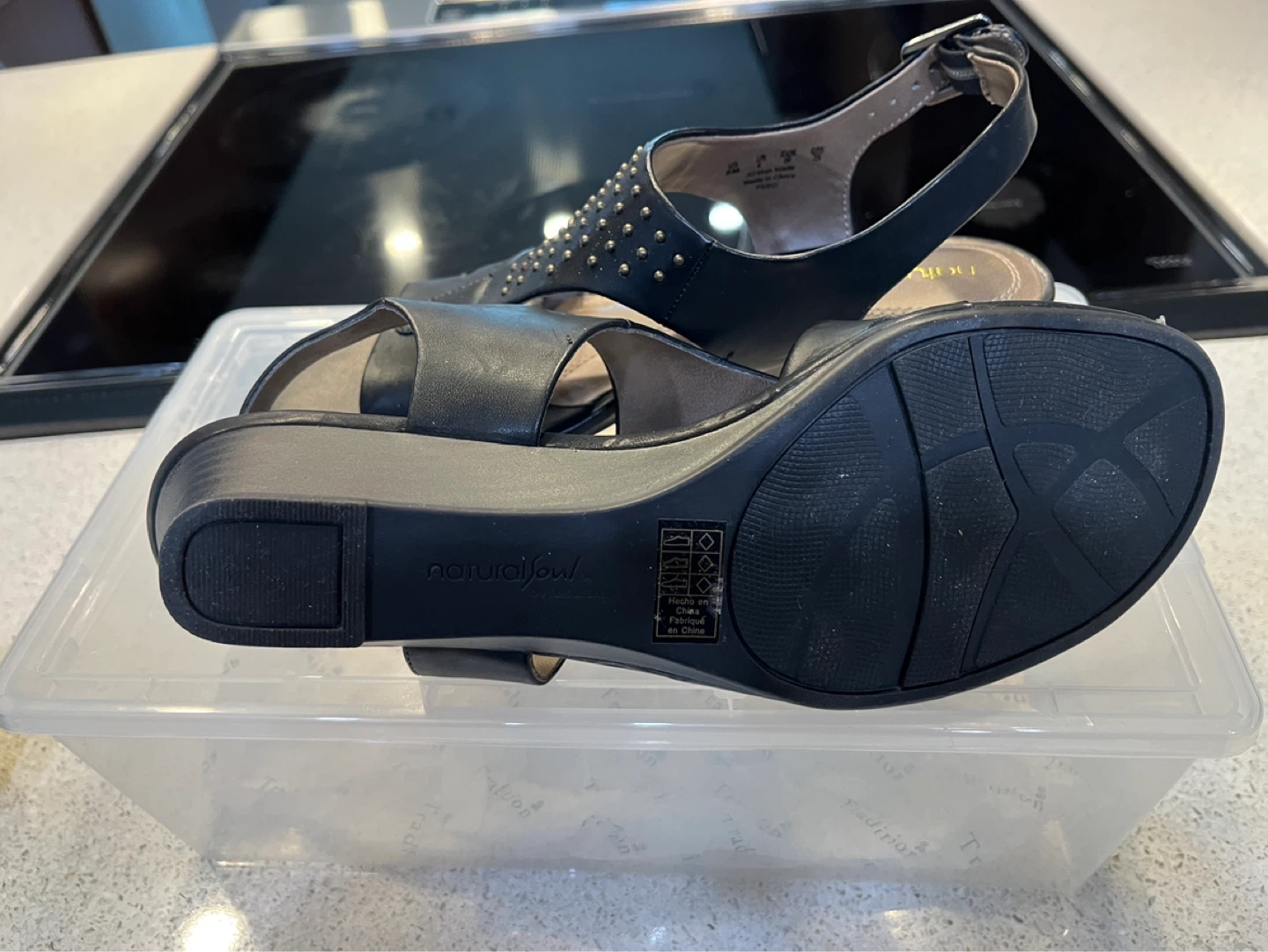 Natural Soul Black Studded Wedge Sandals - photo 3