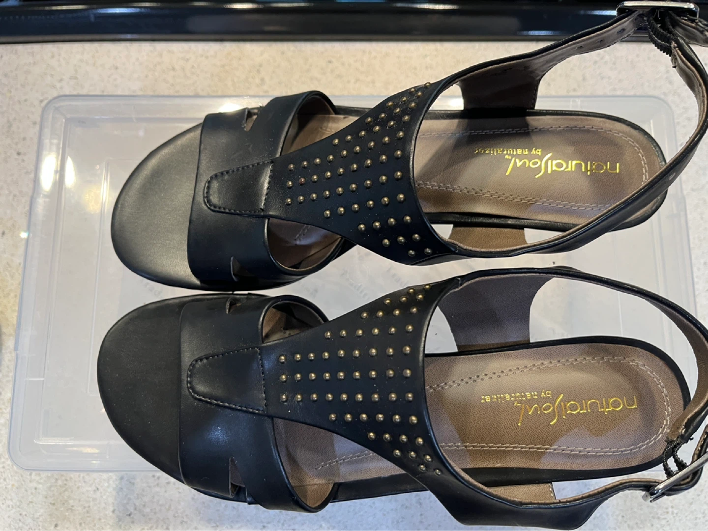 Natural Soul Black Studded Wedge Sandals - photo 2