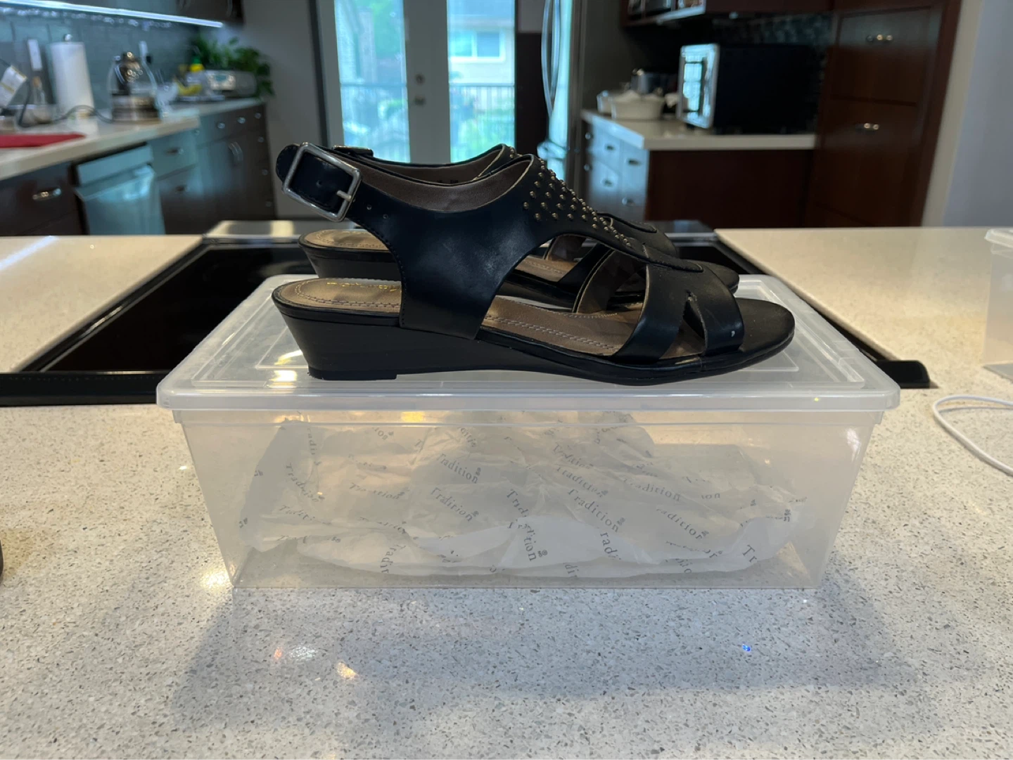 Natural Soul Black Studded Wedge Sandals - photo 4
