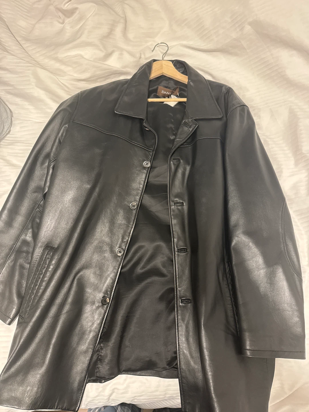 DANIEL HECHTER Black Leather Jacket - XL/TG