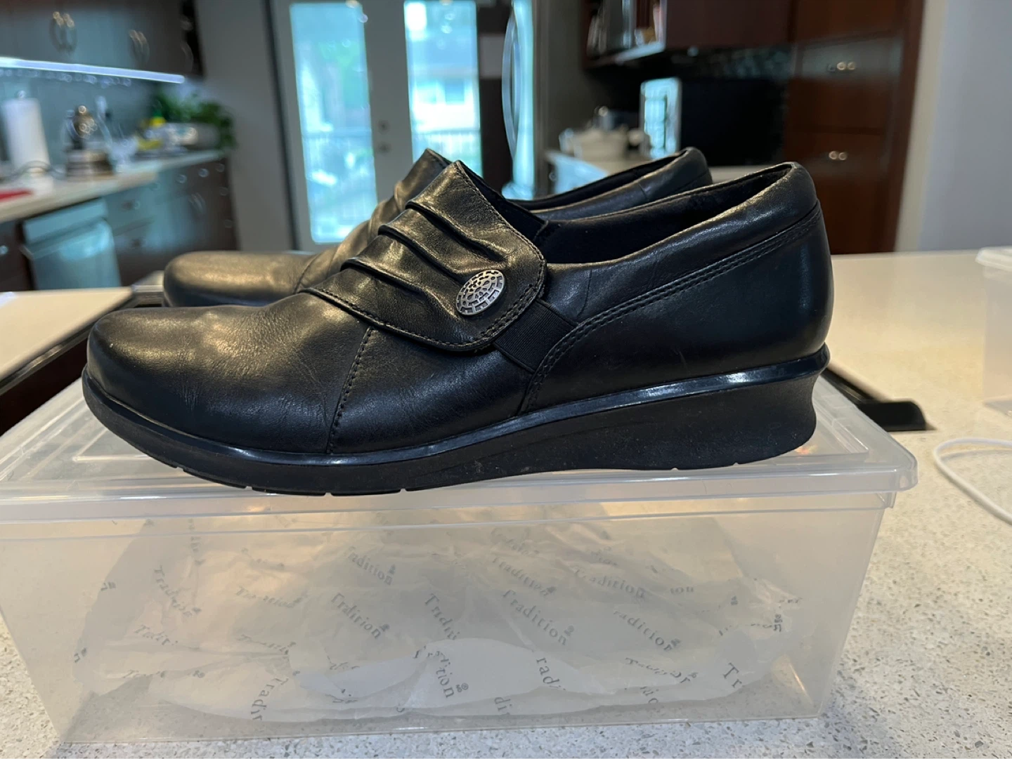 Clarks Black Leather Slip-On Shoes - photo 2