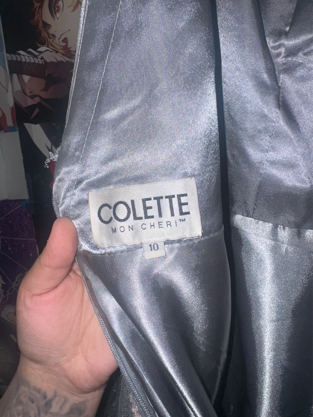 Colette Mon Cheri Blue Embroidered Tulle Dress Size 10 - photo 2