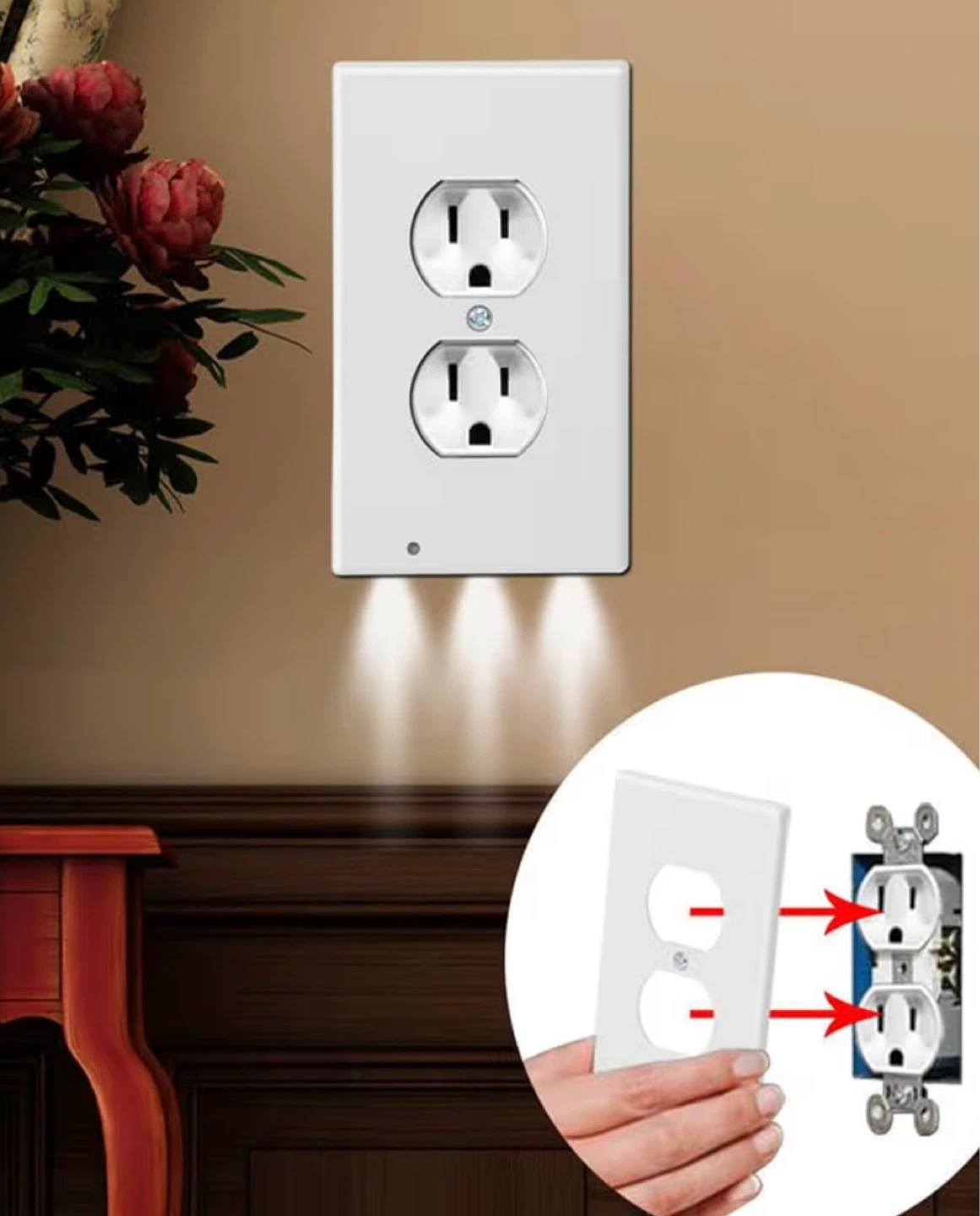 3pcs outlet wall plate with Nightlight, new