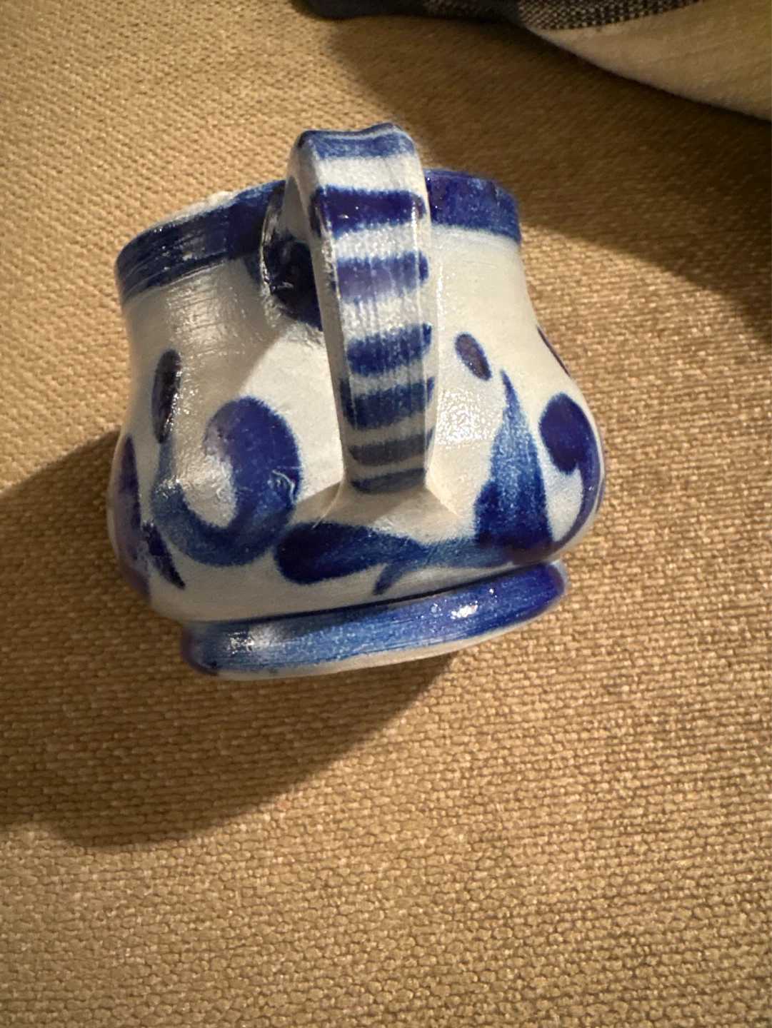 Ceramic Creamer Pitcher with Blue Swirl Design - photo 3