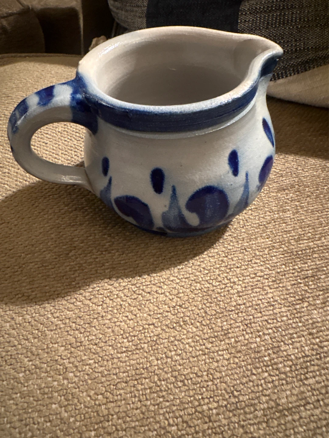 Ceramic Creamer Pitcher with Blue Swirl Design