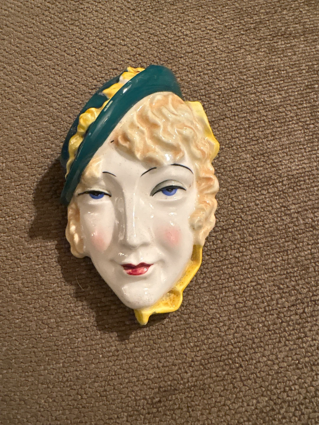 Vintage Ceramic Face Wall Plaque Made in Japan