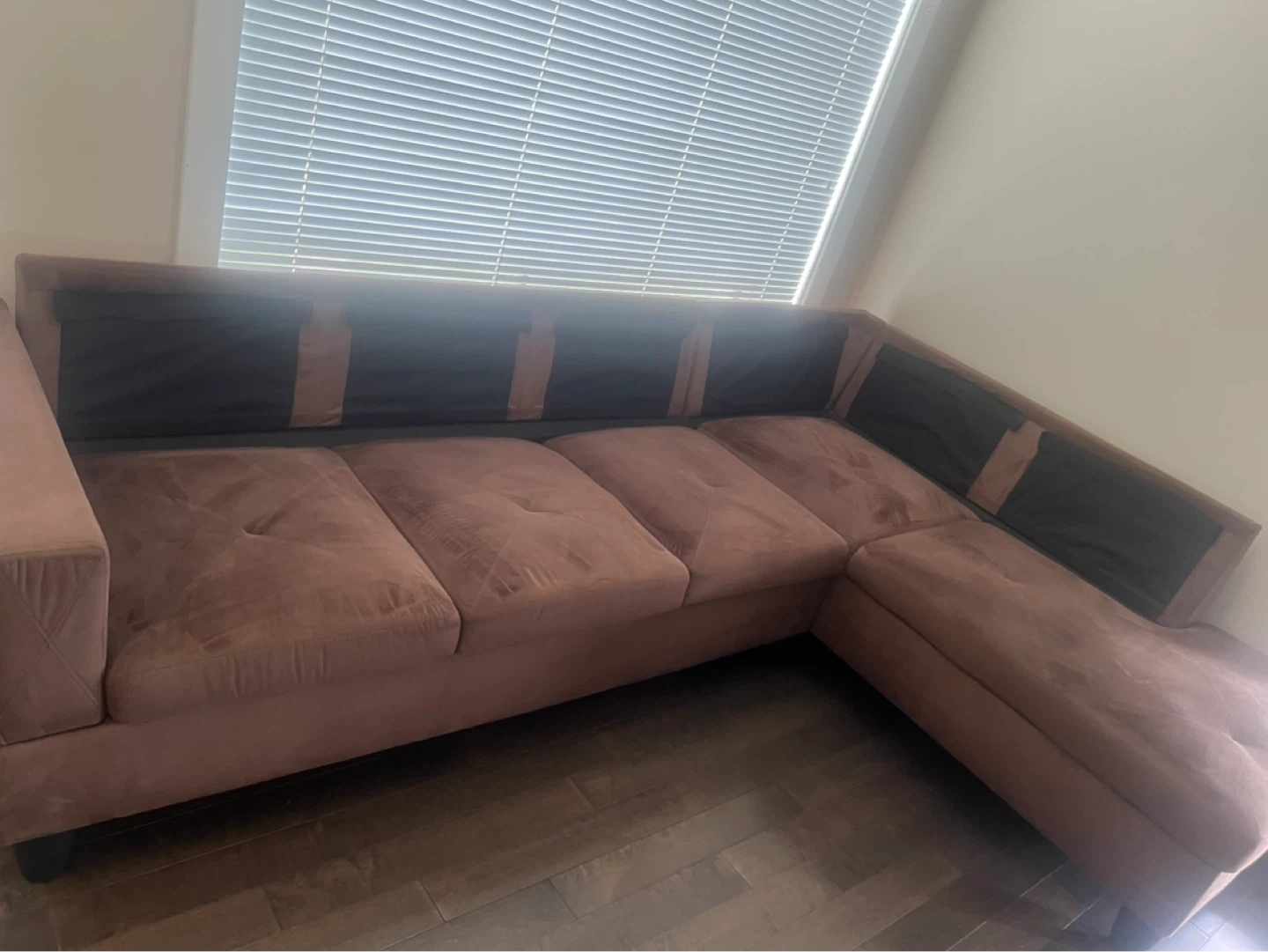 Brown Suede Sectional Couch