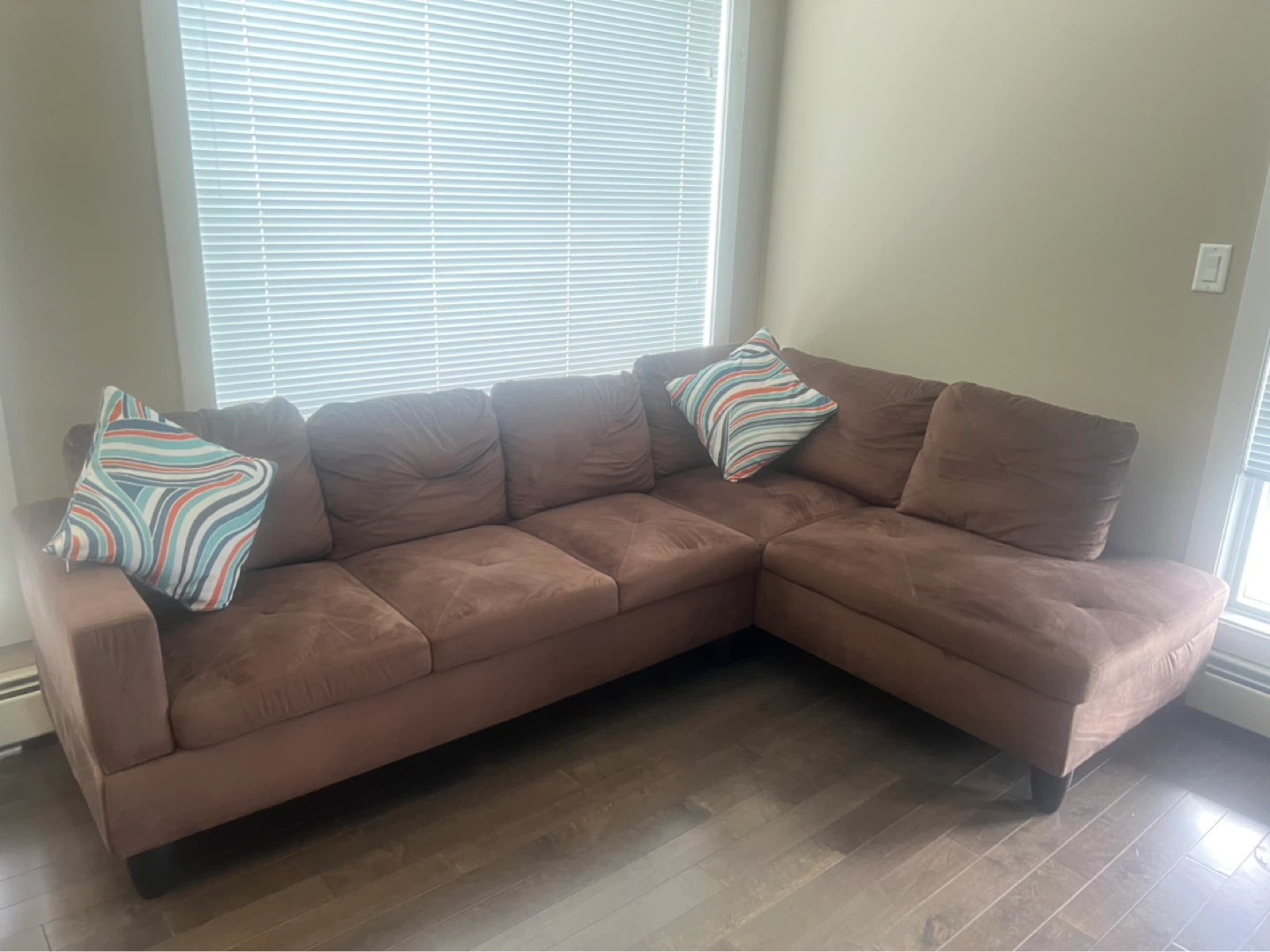 Brown Suede Sectional Couch - photo 3