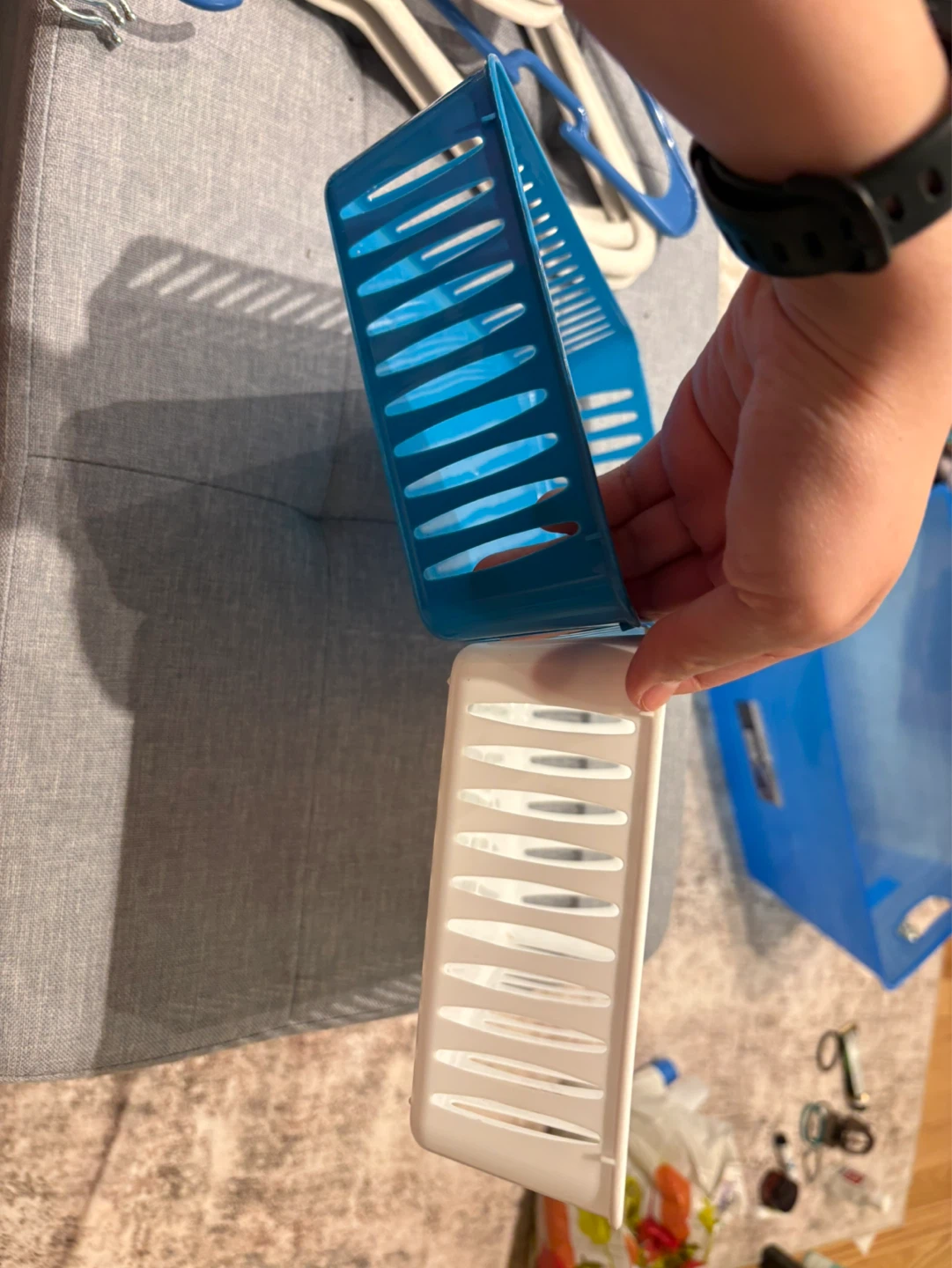 2 Plastic Storage Bins - Blue and White - photo 3