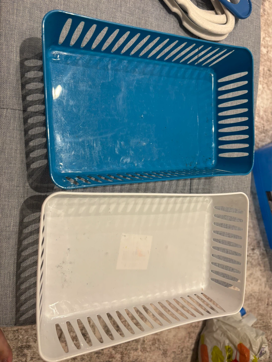2 Plastic Storage Bins - Blue and White - photo 2