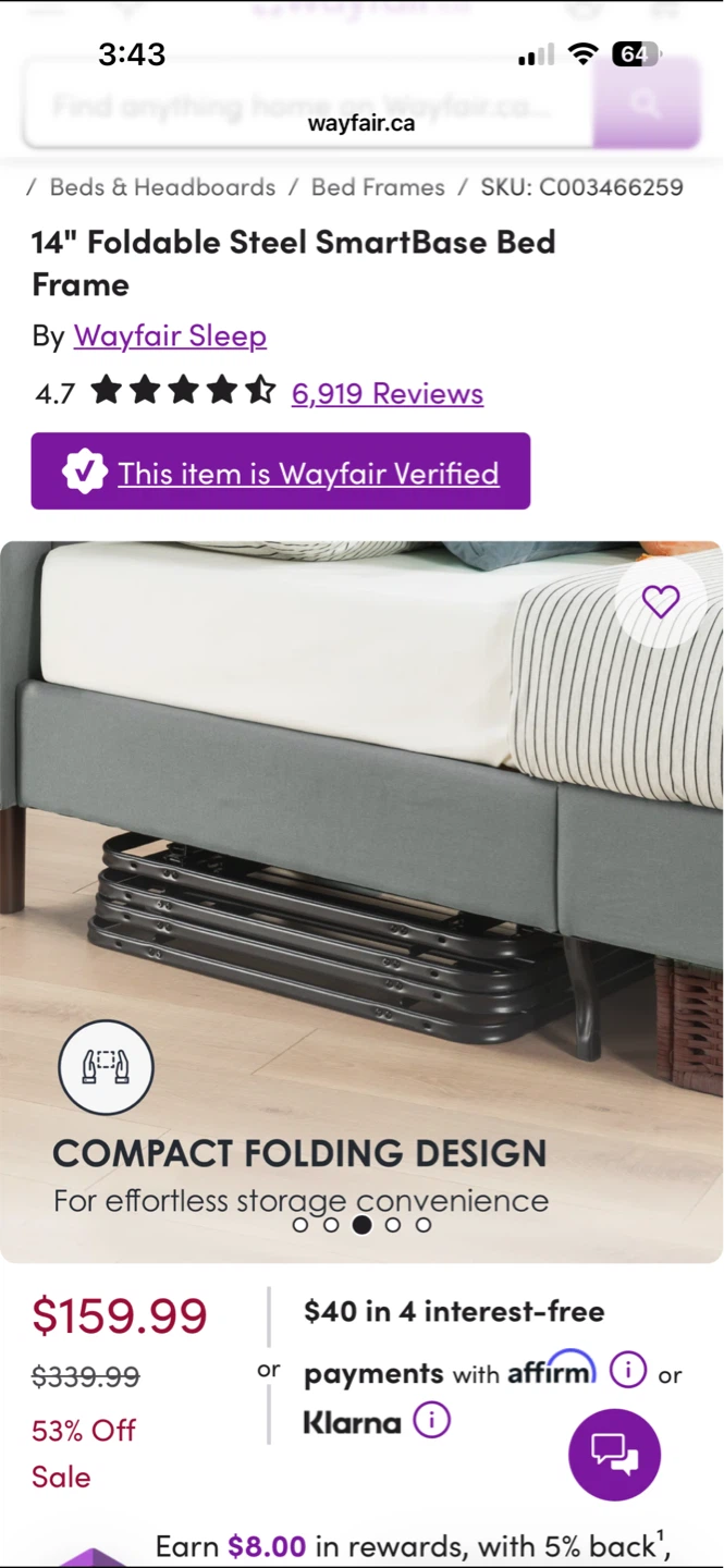 14" Foldable Steel SmartBase Bed Frame by Wayfair Sleep - photo 4