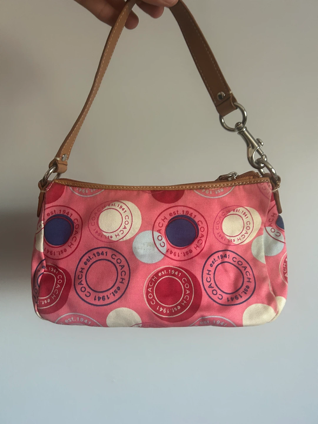Vintage early 2k Coach Pink polka dot Shoulder Bag - photo 2