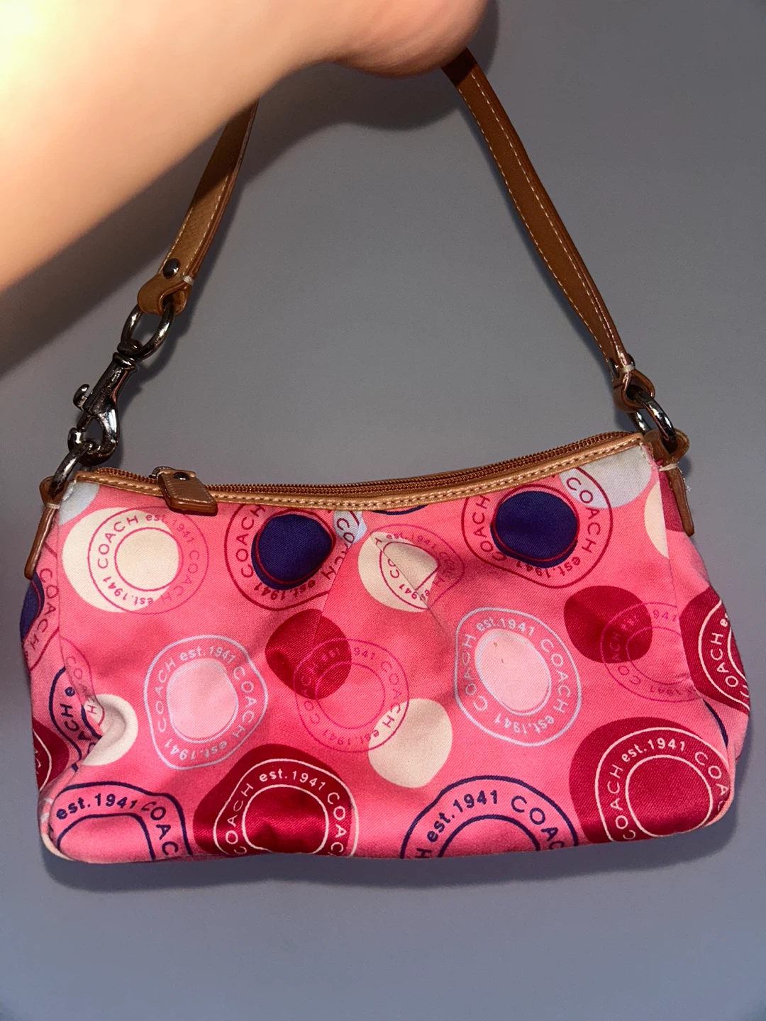 Vintage early 2k Coach Pink polka dot Shoulder Bag - photo 3