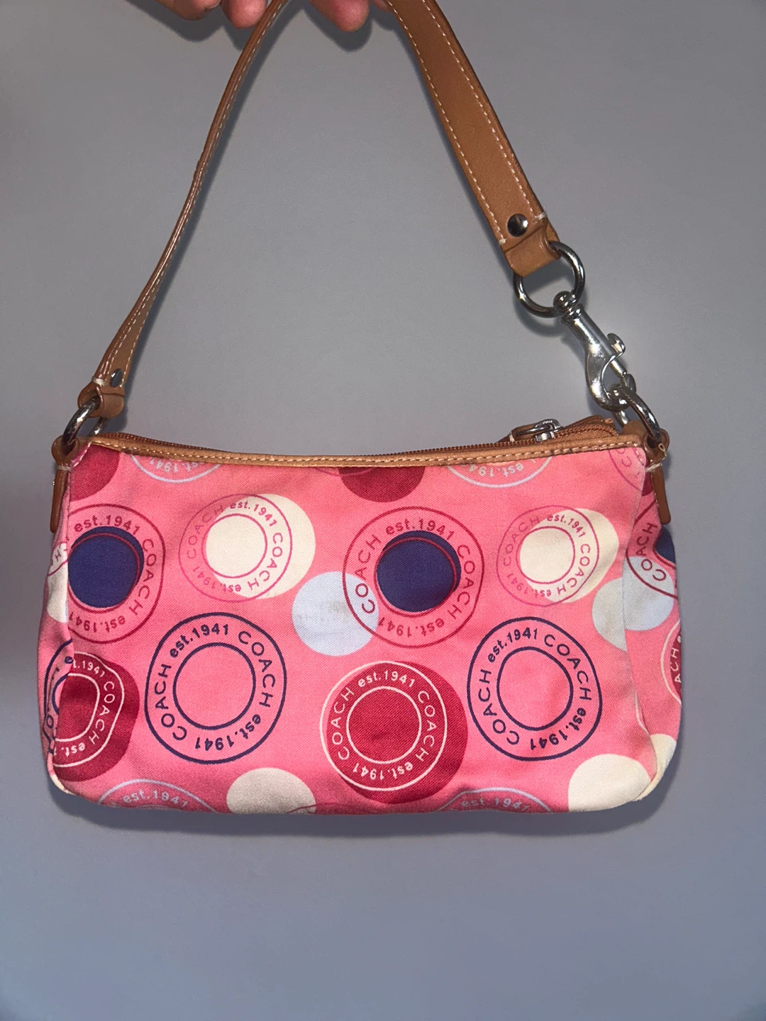 Vintage early 2k Coach Pink polka dot Shoulder Bag