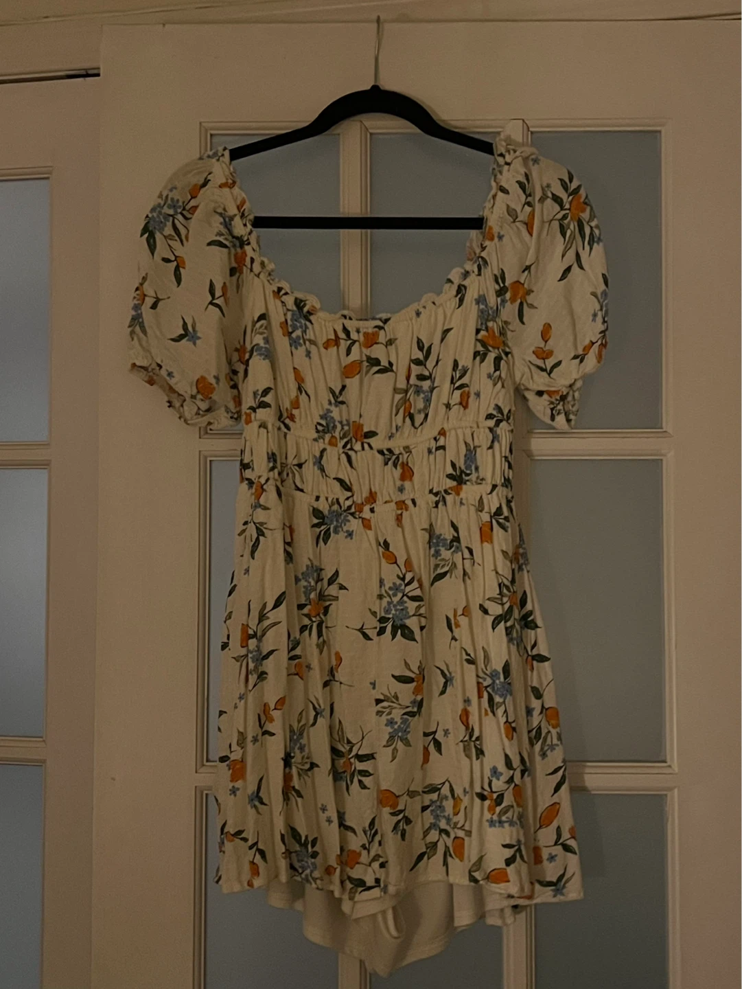 Romantic cream floral mini dress