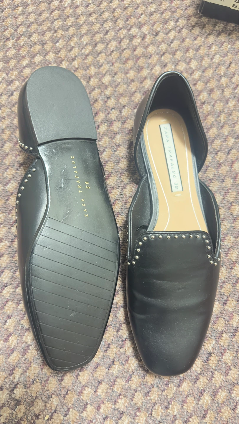 Zara Black Studded Loafers Size 38 - photo 2