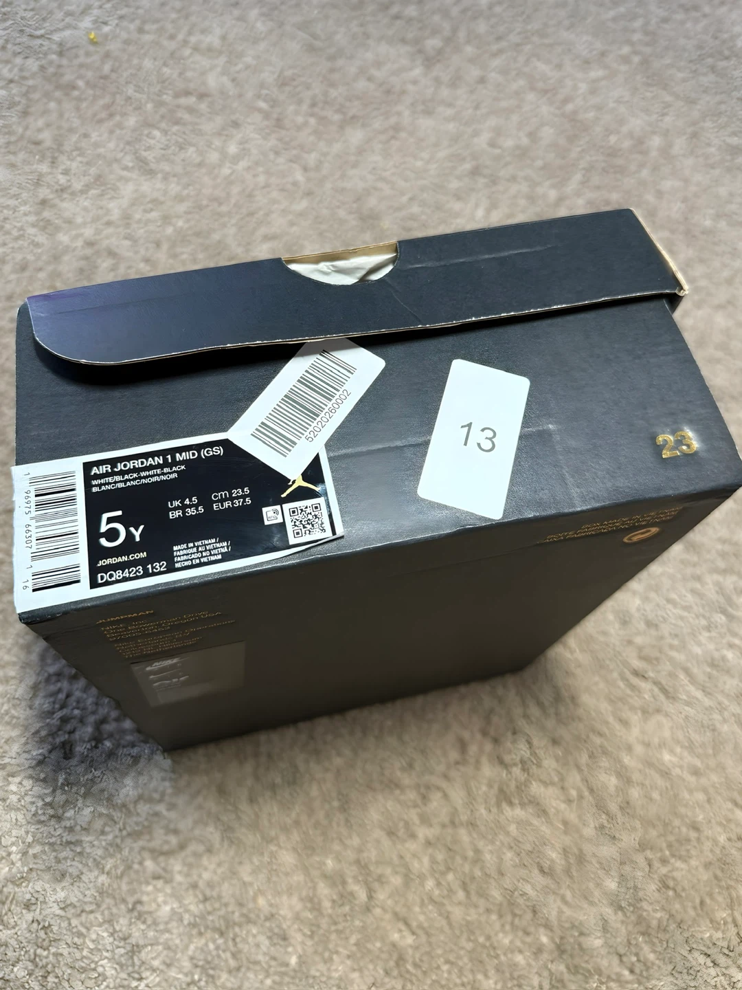 Air Jordan 1 Mid (GS) White/Black Shoes - photo 4