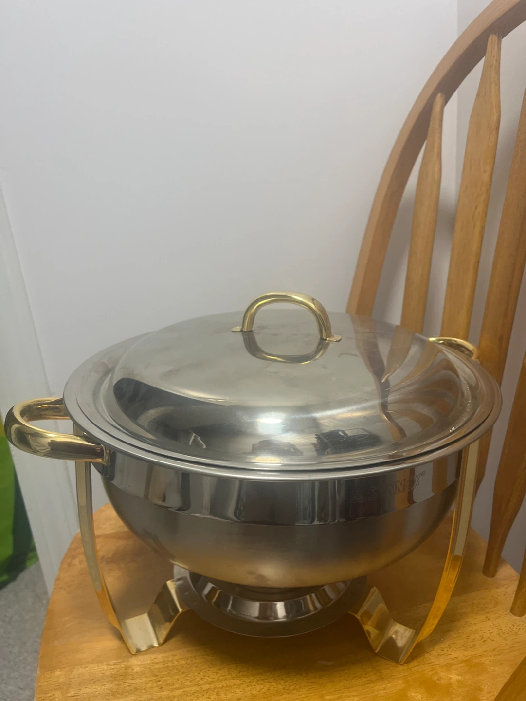 Stainless Steel Chafing Dish with Gold Accents