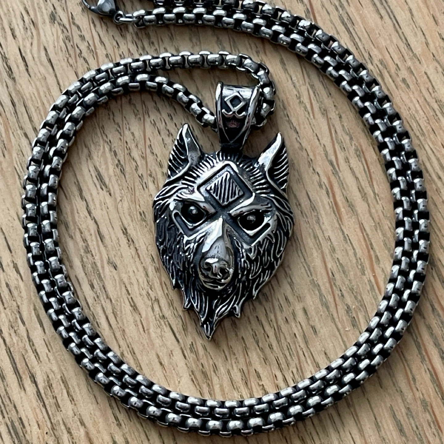 Norse Wolf & Inguz Rune Stainless Steel Necklace - photo 3