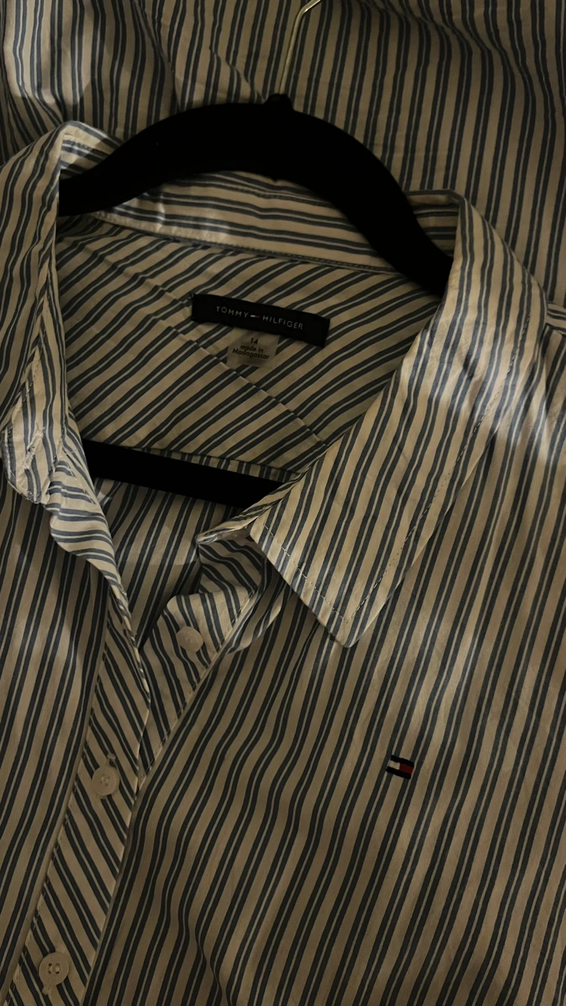 Striped Button-Up Shirt Dress - photo 2