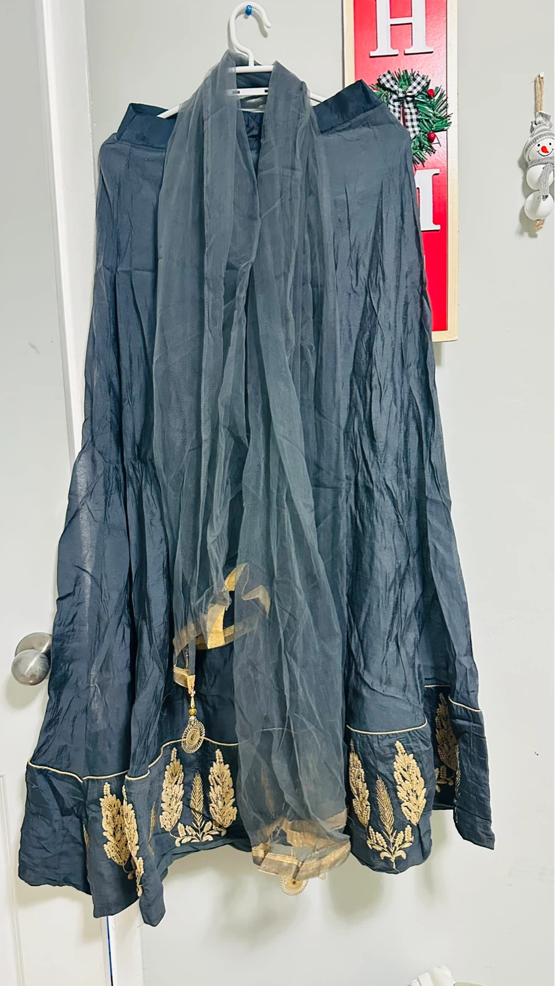 Embroidered Skirt and Blouse Set with Dupatta - photo 3