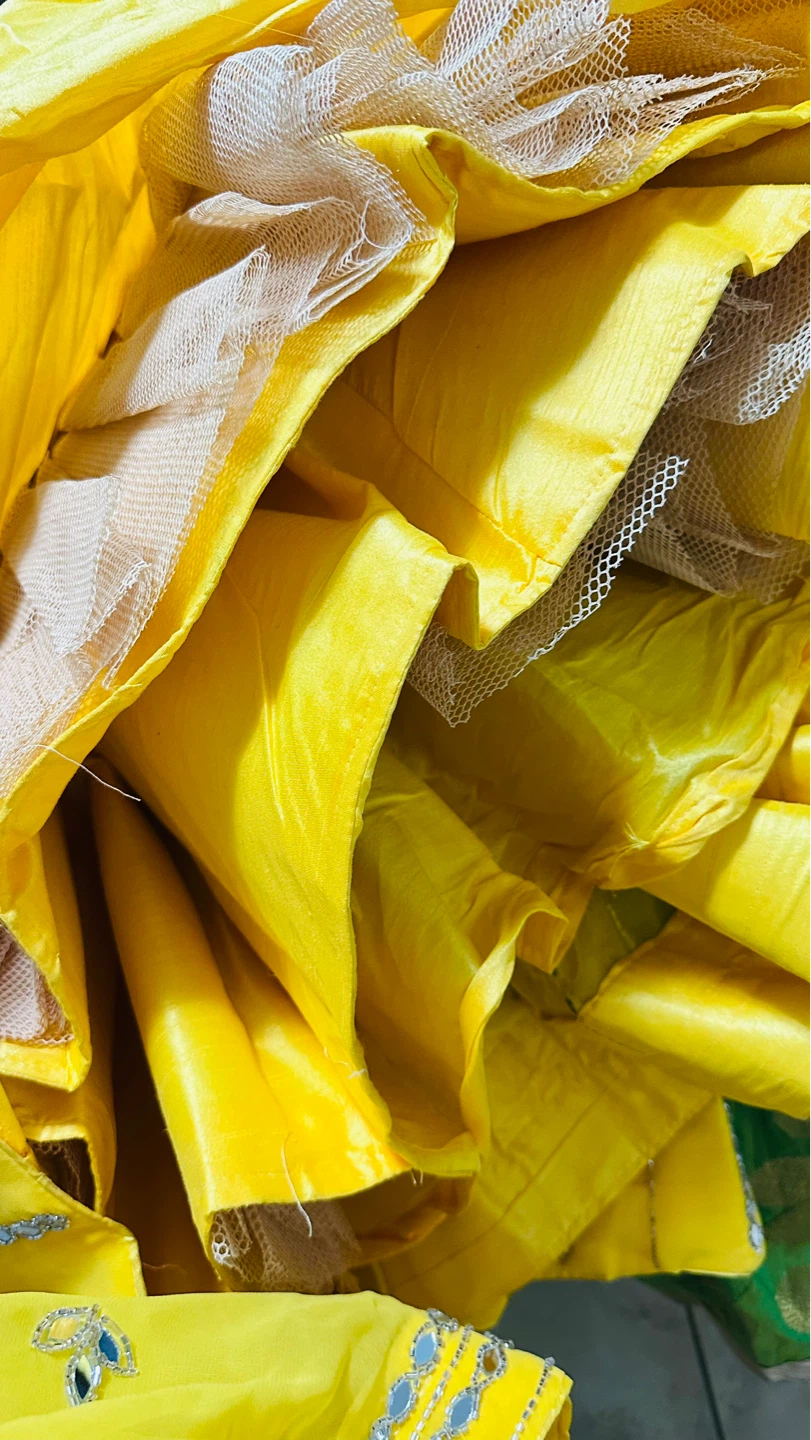 Yellow Chiffon Dupatta with Mirror Work - photo 5