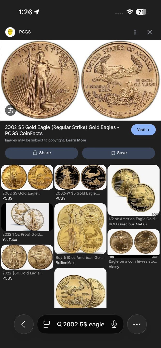 2002 $5 Gold Eagle Coin 1/10 oz - photo 3