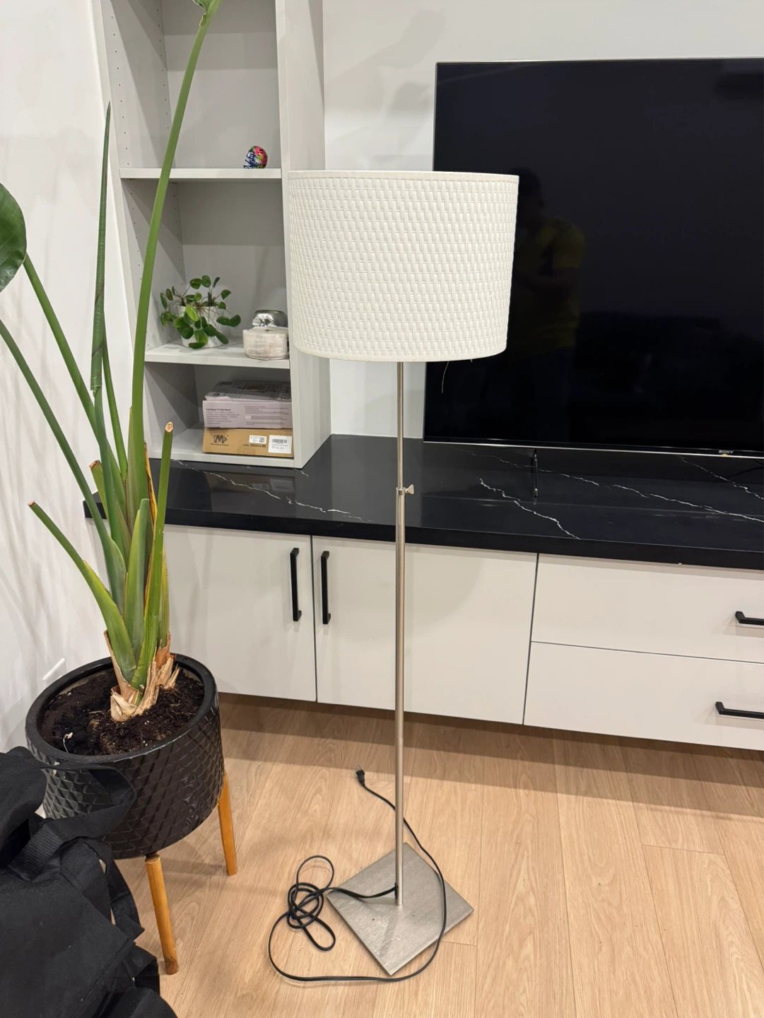 White Drum Shade Floor Lamp
