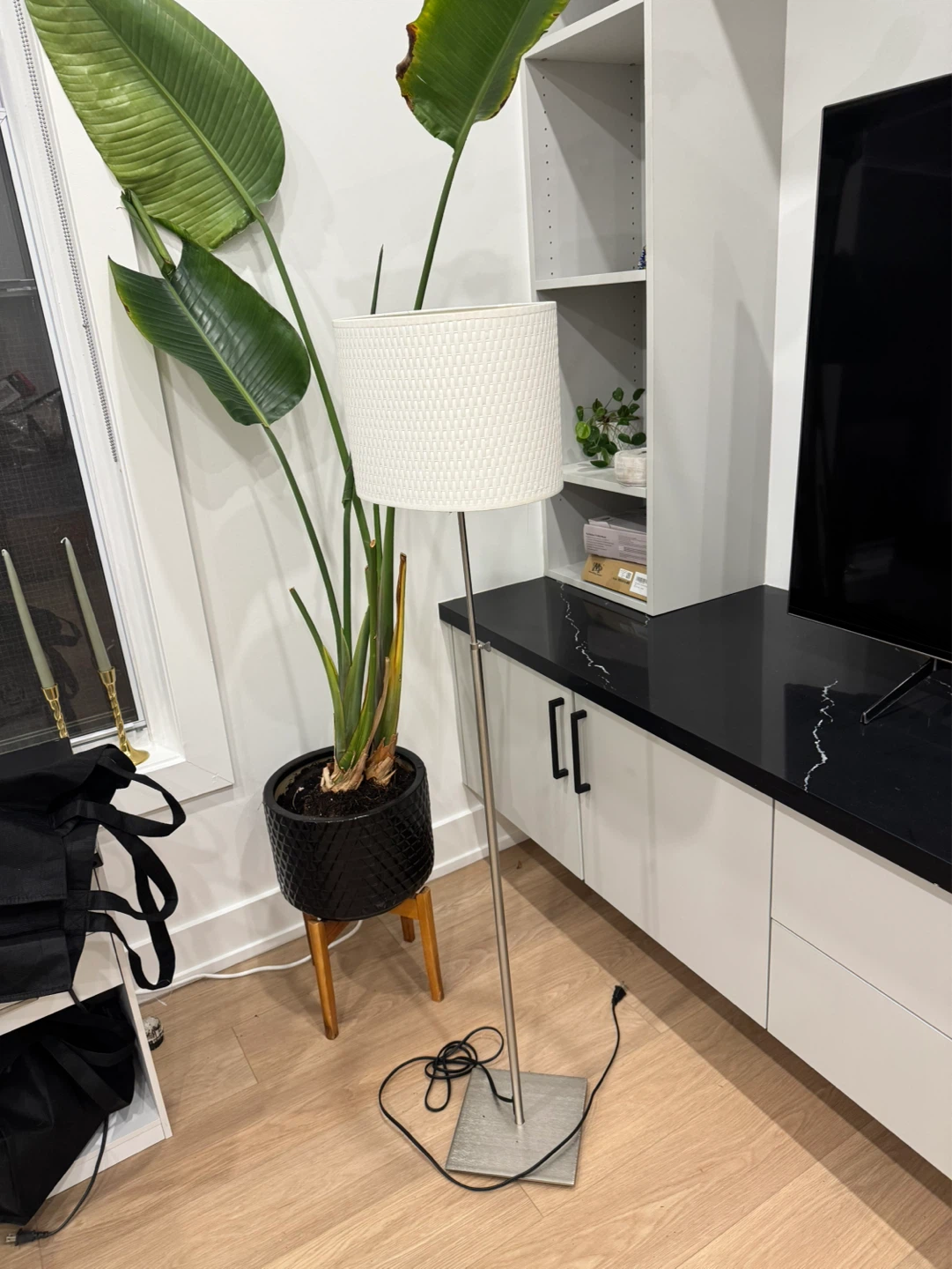 White Drum Shade Floor Lamp - photo 2