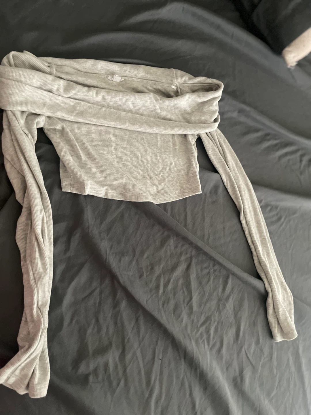 Garage Grey Off-the-Shoulder Long Sleeve Top
