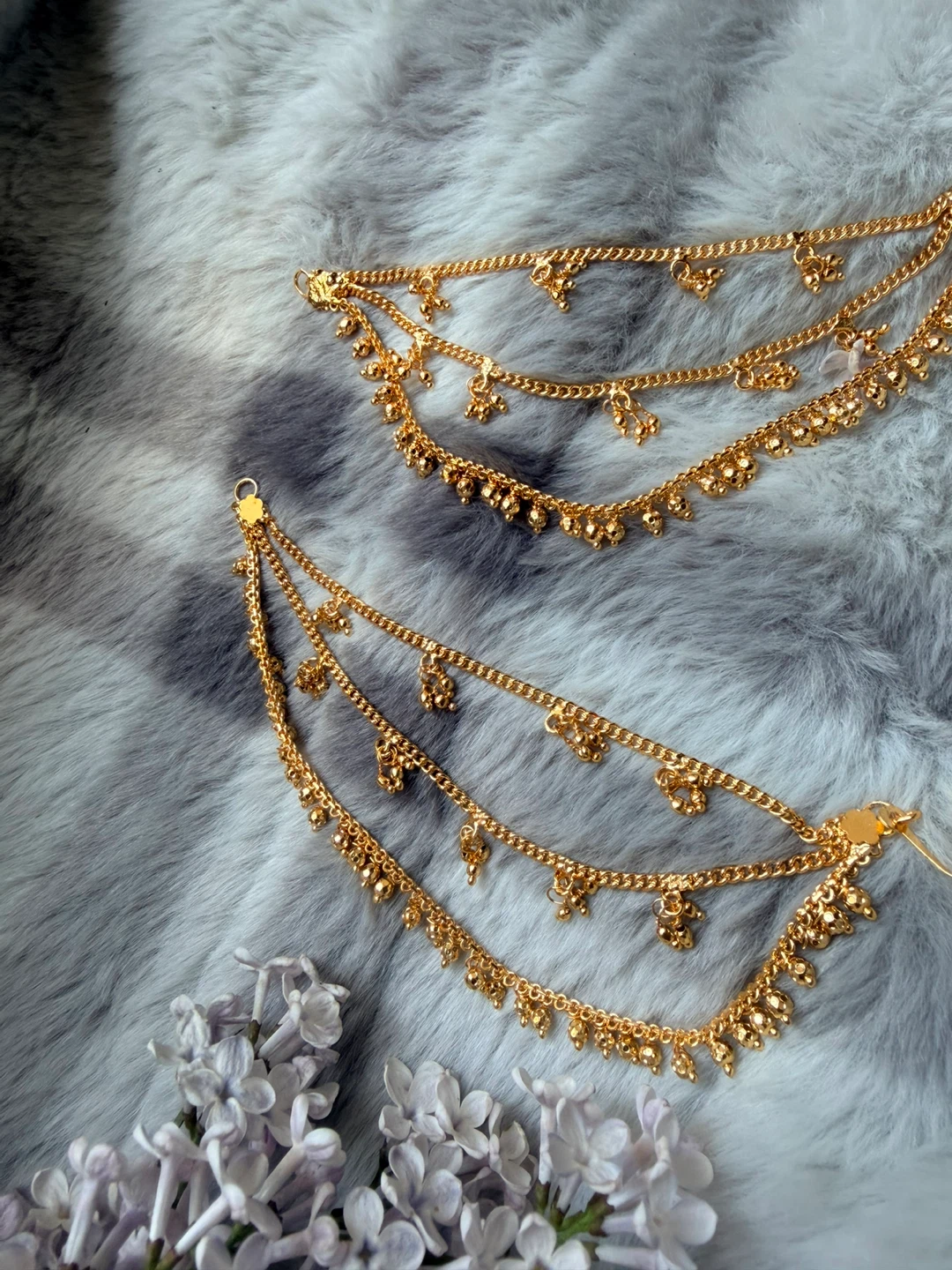 Gold-tone Multi-layer Chain Ear Cuffs - photo 2