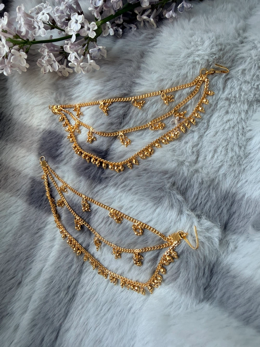 Gold-tone Multi-layer Chain Ear Cuffs - photo 3