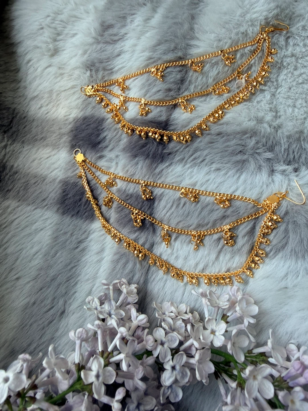 Gold-tone Multi-layer Chain Ear Cuffs