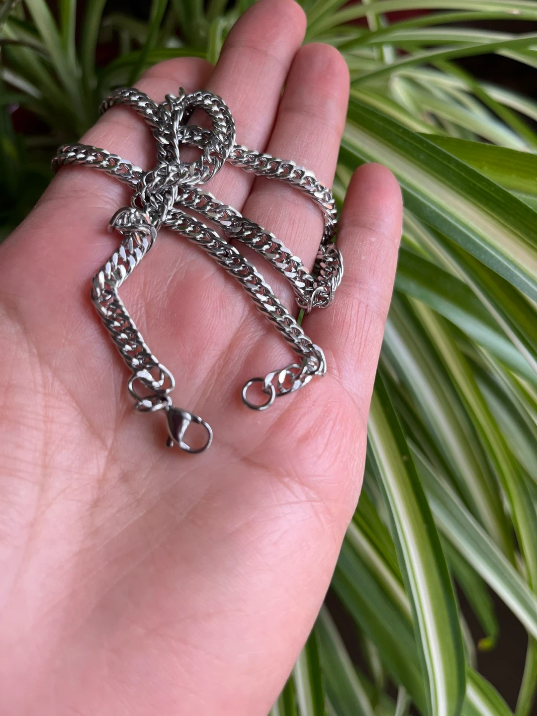 Silver Cuban Chain Necklace Stainless Steel - photo 2