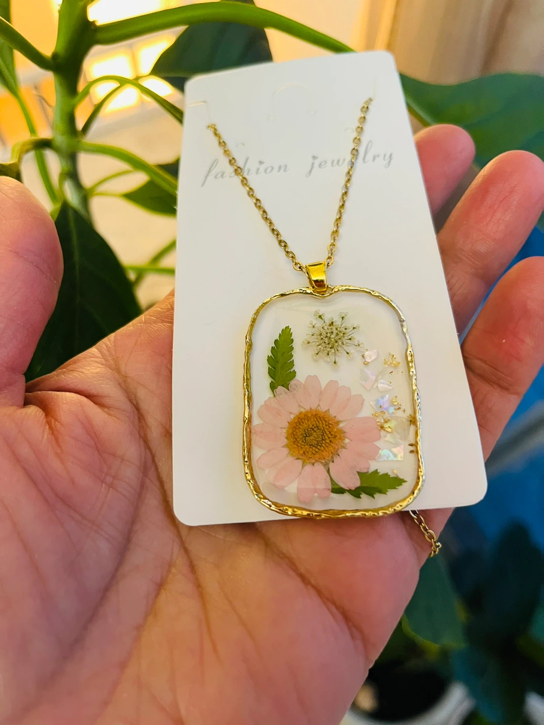 Real pressed Flower Pendant Necklace - photo 2
