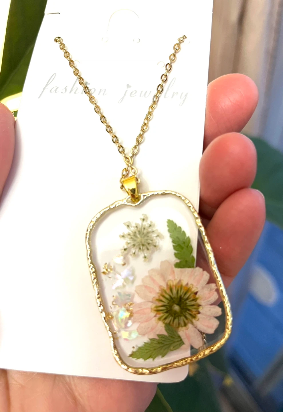 Real pressed Flower Pendant Necklace