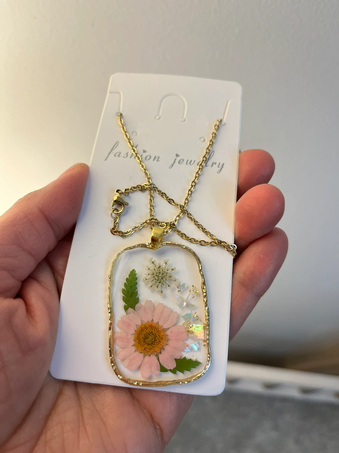 Real pressed Flower Pendant Necklace - photo 3