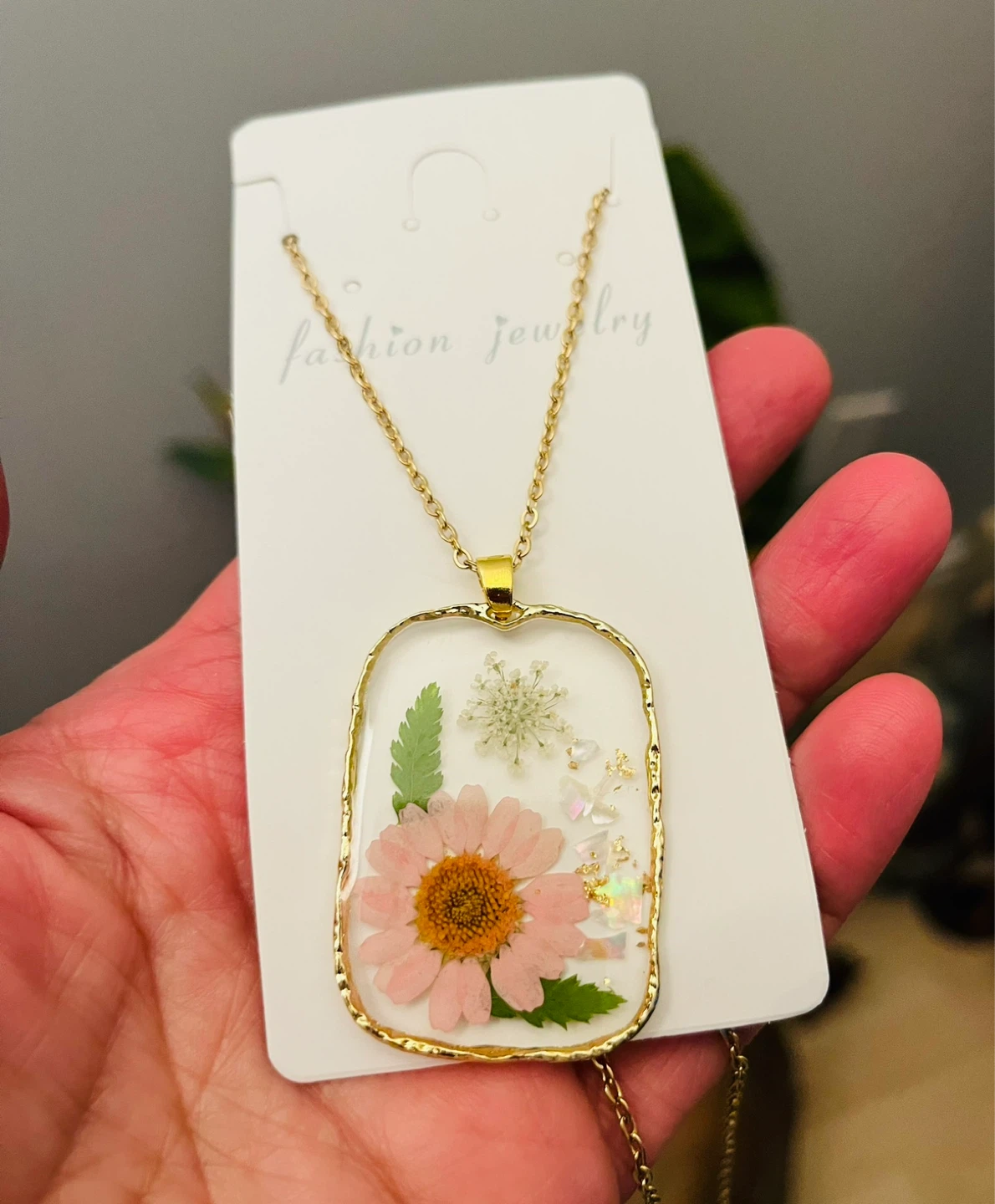 Real pressed Flower Pendant Necklace - photo 4