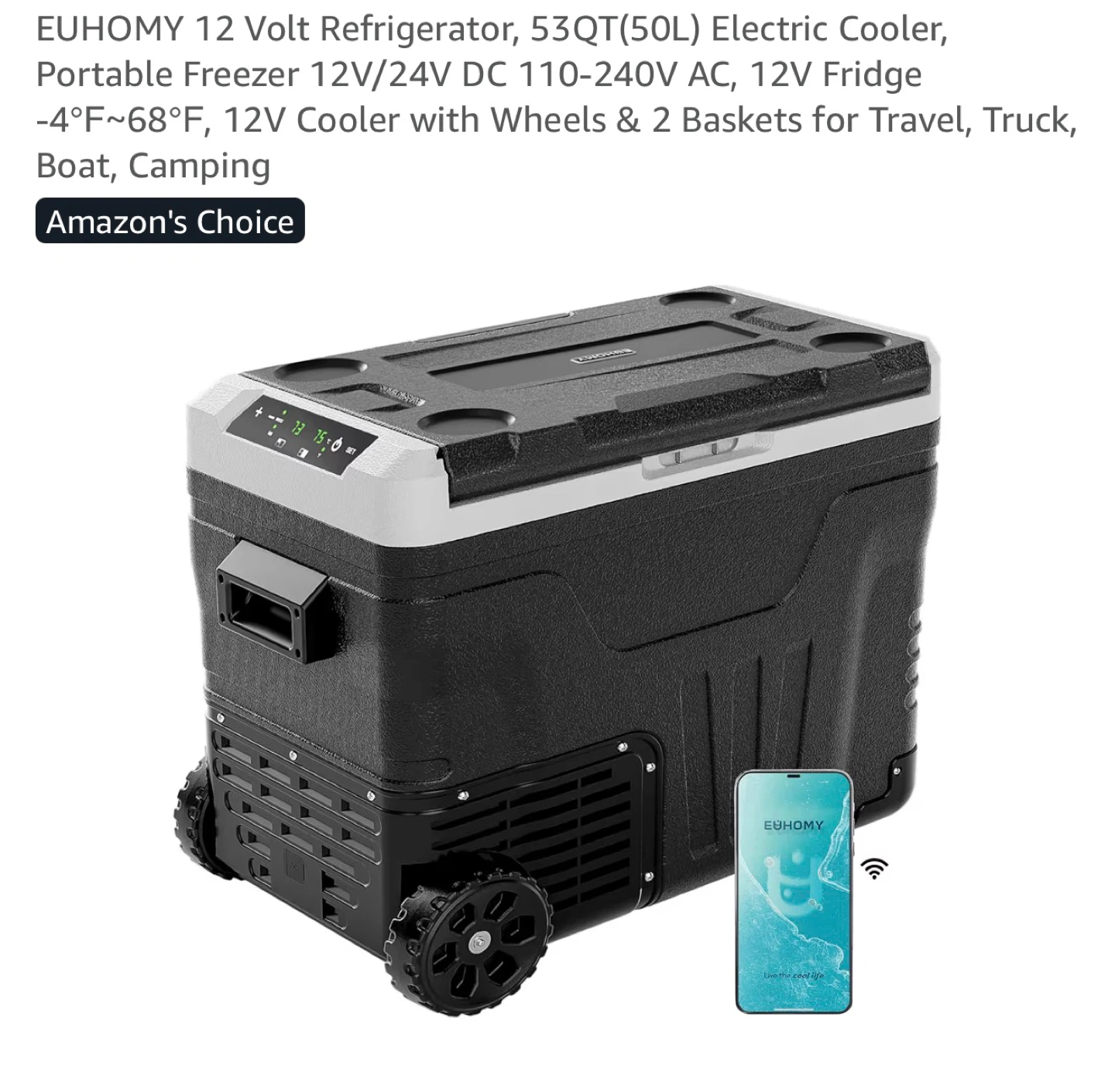 EUHOMY 53QT Electric Cooler, Portable Refrigerator