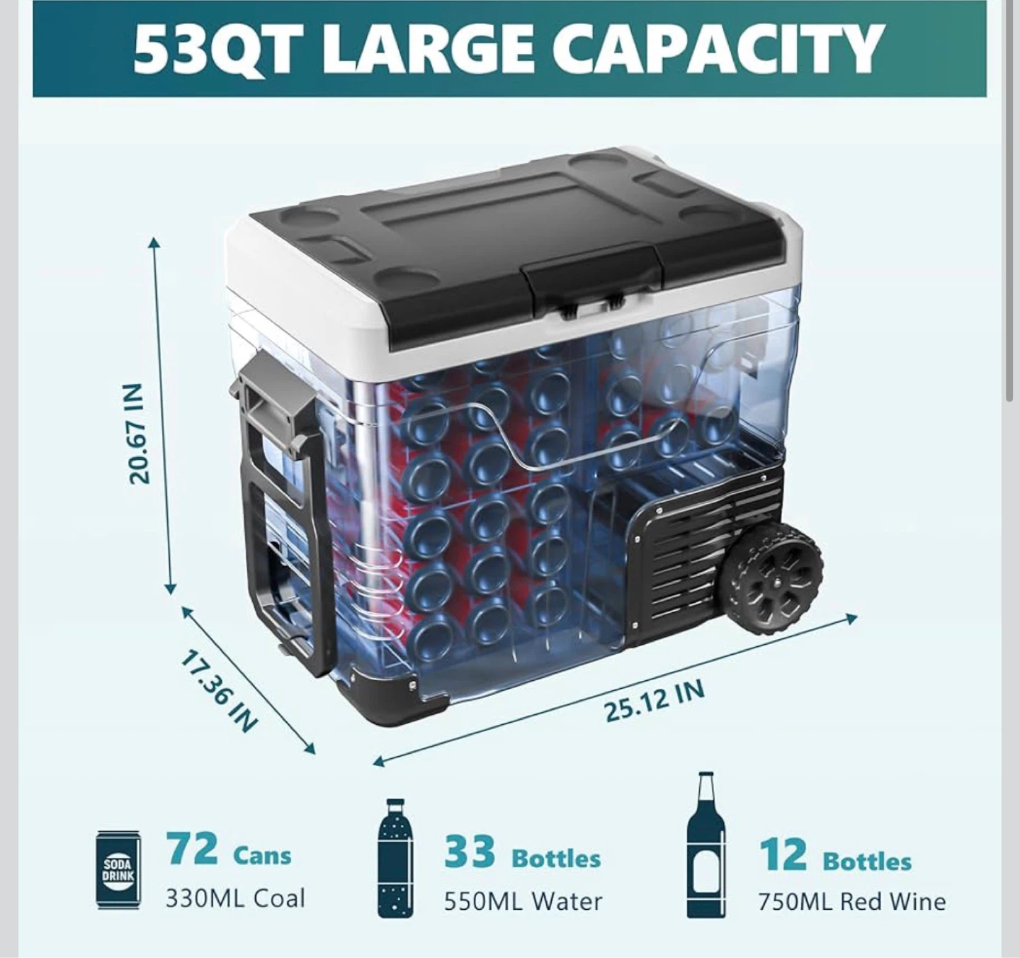 EUHOMY 53QT Electric Cooler, Portable Refrigerator - photo 5