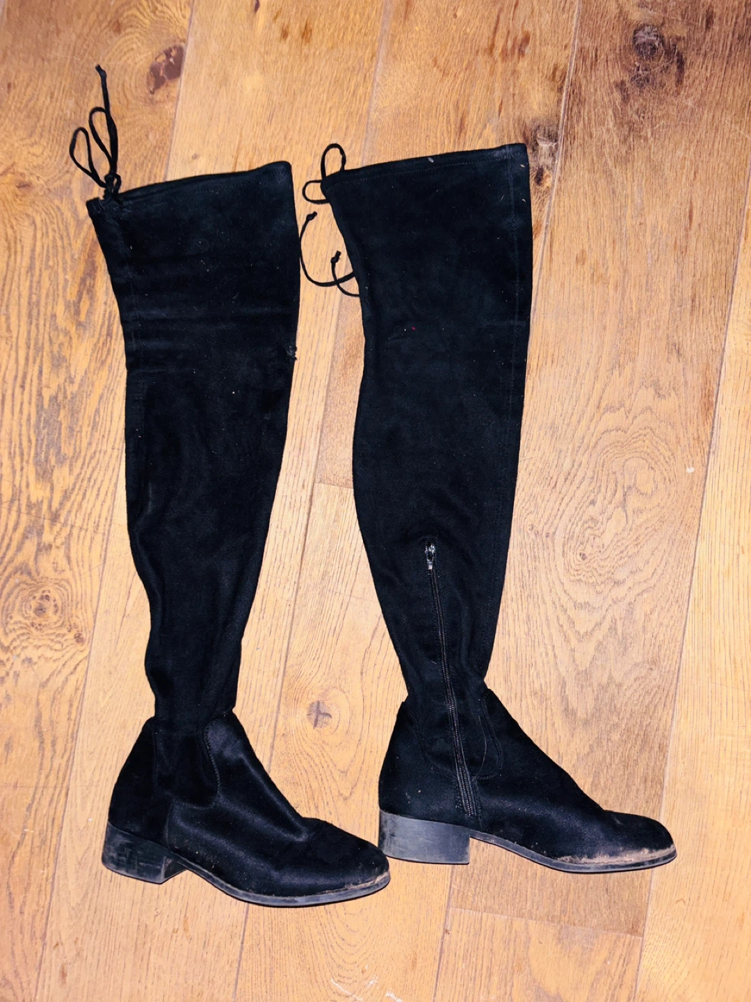 Black Suede Over-the-Knee Boots