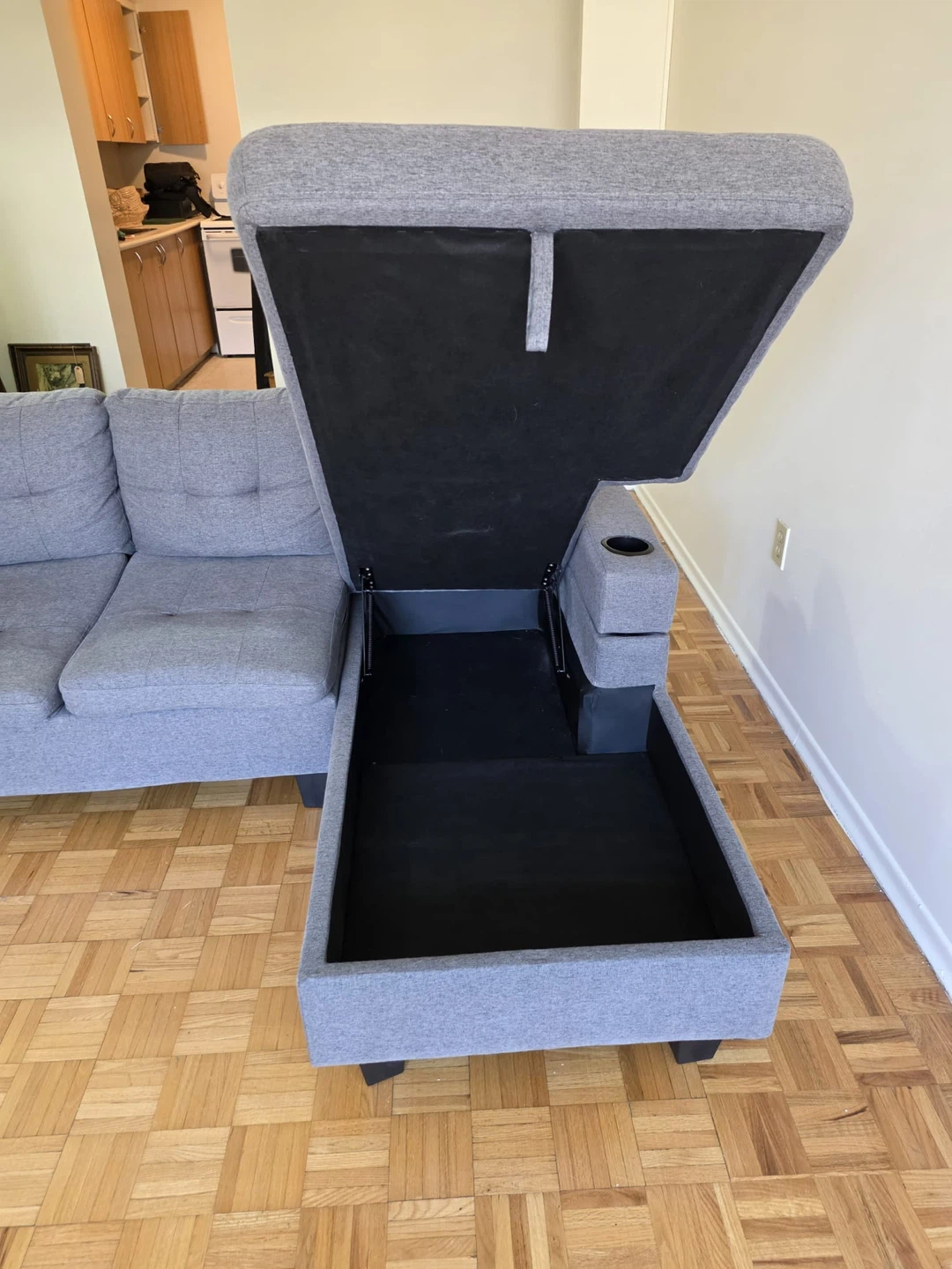 Selacy Furniture Reversible Sectional Sofa - Grey Fabric - photo 4