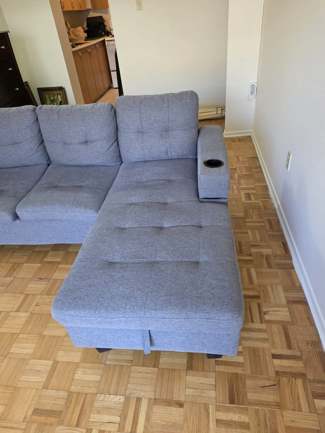 Selacy Furniture Reversible Sectional Sofa - Grey Fabric - photo 3
