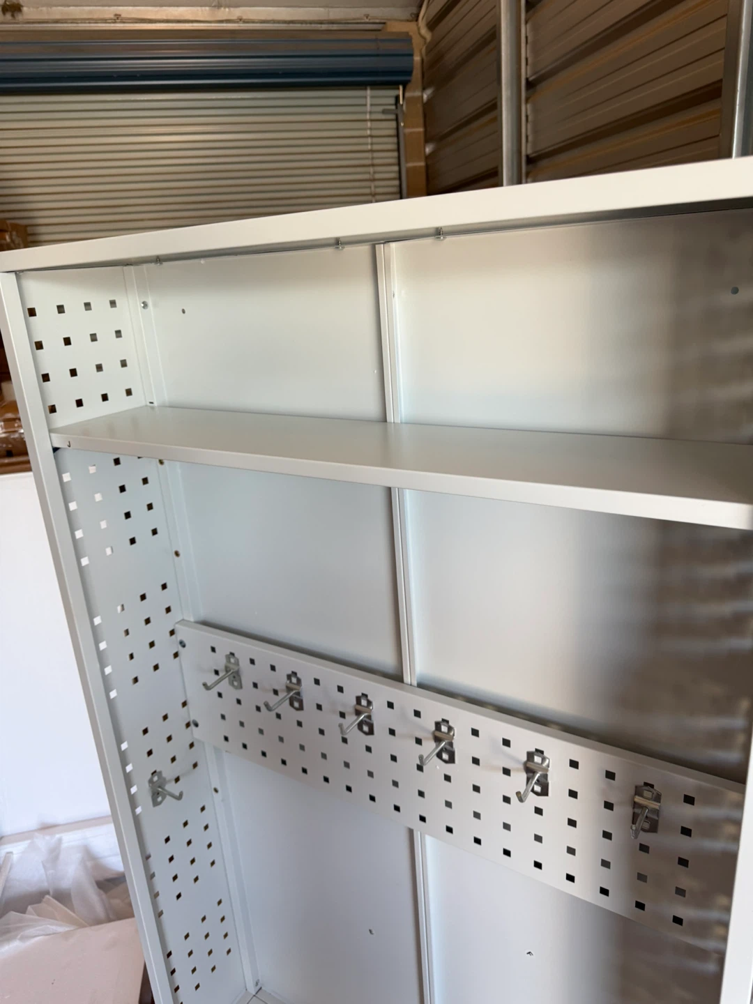 White Metal Storage Cabinet with Bench - photo 4