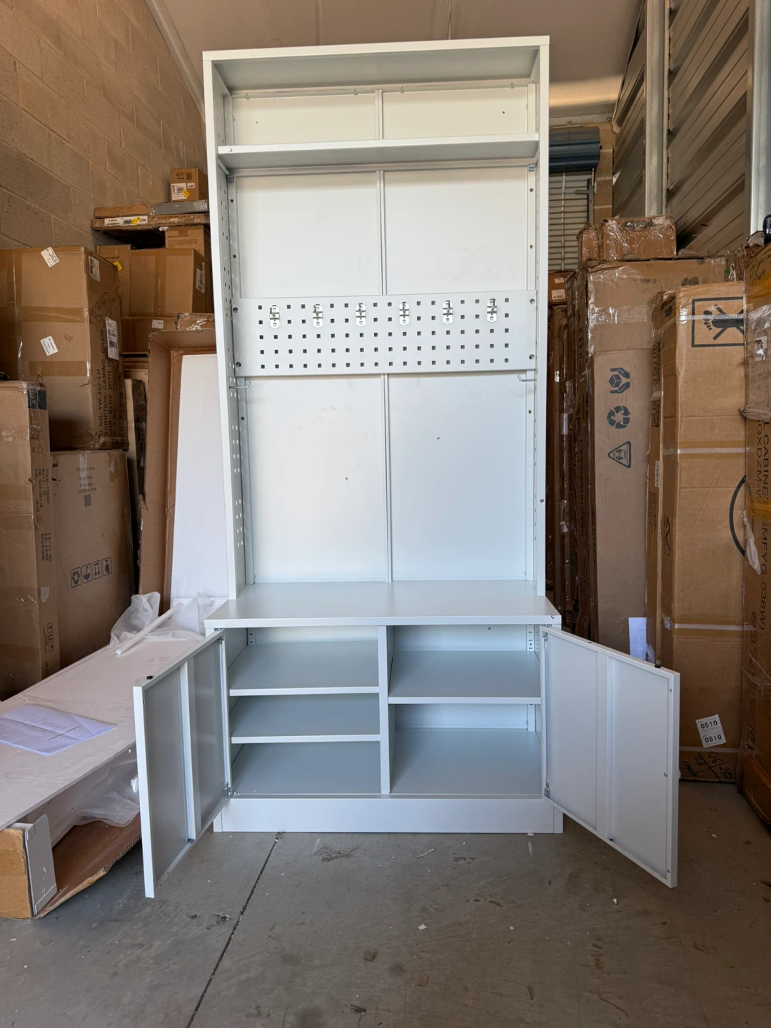 White Metal Storage Cabinet with Bench - photo 5