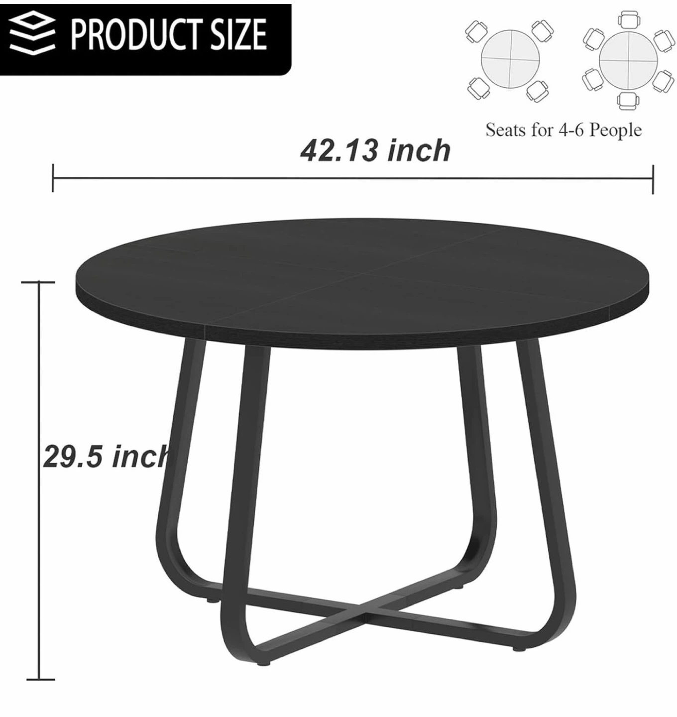 Black Round Dining Table - 42.13 inch - photo 5